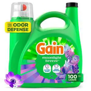 Gain Laundry Detergent Liquid, Now with Odor Defense, Moonlight Breeze Scent, 132 fl oz, 100 Loads Gain Laundry Detergent Liquid, Now with Odor Defense, Moonlight Breeze Scent, 132 fl oz, 100 Loads