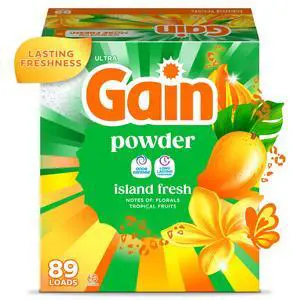 Gain Powder Laundry Detergent, Island Fresh Scent, 82 oz, 89 Loads Gain Powder Laundry Detergent, Island Fresh Scent, 82 oz, 89 Loads