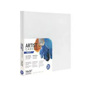Artist Stretched Canvas, 16"X20", 2 Pack, 100% Cotton Acid Free, White, Deluxe Canvas, For All Skill Levels Artist Stretched Canvas, 16"X20", 2 Pack, 100% Cotton Acid Free, White, Deluxe Canvas, For All Skill Levels