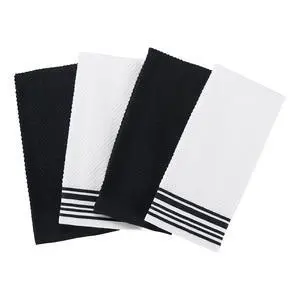 Mainstays 4-Pack 16 in x 26 in Woven Kitchen Towel Set, Black Mainstays 4-Pack 16 in x 26 in Woven Kitchen Towel Set, Black
