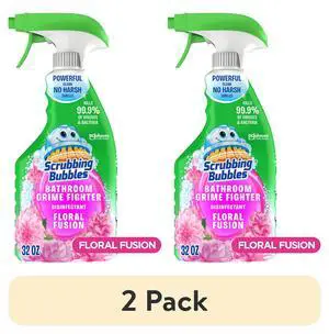 (2 pack) Scrubbing Bubbles Disinfectant Bathroom Shower & Tub Cleaner Grime Fighter Spray, Floral Fusion, 32 oz (2 pack) Scrubbing Bubbles Disinfectant Bathroom Shower & Tub Cleaner Grime Fighter Spray, Floral Fusion, 32 oz