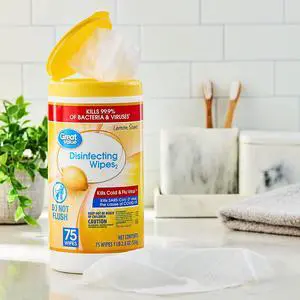 Great Value Lemon Scent Disinfecting Wipes, 1 Lbs, 5.5 oz, 75 Count Great Value Lemon Scent Disinfecting Wipes, 1 Lbs, 5.5 oz, 75 Count