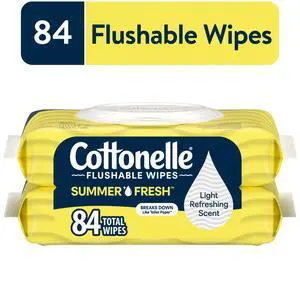 Cottonelle Summer Fresh Scented Flushable Wipes, 2 Flip-Top Packs Cottonelle Summer Fresh Scented Flushable Wipes, 2 Flip-Top Packs