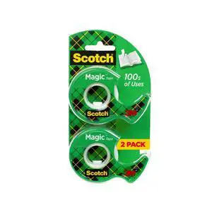 Scotch Magic Tape Dispensers, 3/4 in. x 600 in., 2 Dispensers/Pack Scotch Magic Tape Dispensers, 3/4 in. x 600 in., 2 Dispensers/Pack
