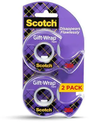 Scotch Gift Wrap Tape, Clear, 3/4 in. x 600 in., 2 Dispensers Scotch Gift Wrap Tape, Clear, 3/4 in. x 600 in., 2 Dispensers