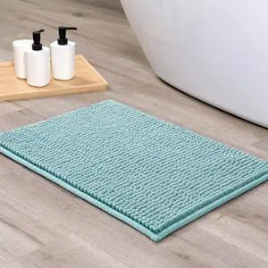 Mainstays Aqua Chenille Noodle Bath Rug, 17 in x 24 in Mainstays Aqua Chenille Noodle Bath Rug, 17 in x 24 in
