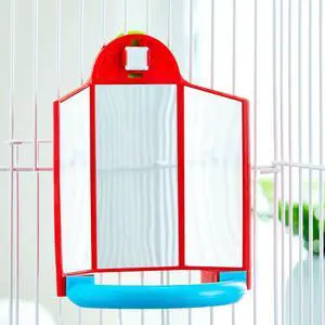 Vibrant Life Triple Mirror with Perch Bird Toy with Plastic Nut Mount Vibrant Life Triple Mirror with Perch Bird Toy with Plastic Nut Mount
