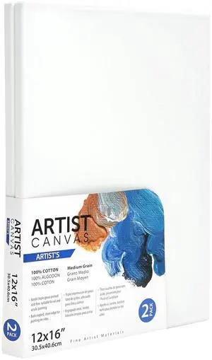 Artist Stretched Canvas, 100% Cotton Acid Free White Canvas, 12"X16", 2 Pieces, Deluxe Canvas, Ideal for Art Students, Educators, Artists and Professionals. Artist Stretched Canvas, 100% Cotton Acid Free White Canvas, 12"X16", 2 Pieces, Deluxe Canvas, Ideal for Art Students, Educators, Artists and Professionals.
