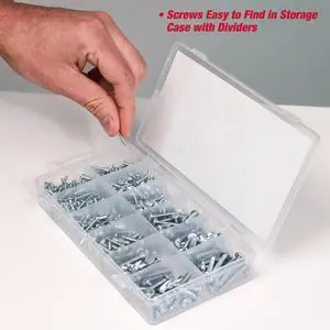 Hyper Tough 550-Piece, Multi-Size Zinc Plated Sheet Metal Assorted Screws Set with Clear Case, 80879 Hyper Tough 550-Piece, Multi-Size Zinc Plated Sheet Metal Assorted Screws Set with Clear Case, 80879