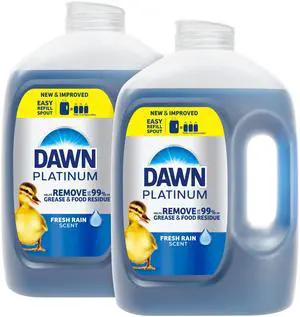 Dawn Platinum Refill Jug Dish Soap, Fresh Rain Scent, 51.5oz (Pack of 2) - Powerful Liquid Dishwashing Detergent for Tough Grease Removal Dawn Platinum Refill Jug Dish Soap, Fresh Rain Scent, 51.5oz (Pack of 2) - Powerful Liquid Dishwashing Detergent for Tough Grease Removal