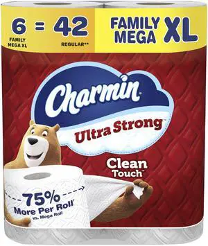 Charmin Ultra Strong Clean Touch Toilet Paper, 6 Mega XL Rolls (Equivalent to 42 Regular Rolls) Charmin Ultra Strong Clean Touch Toilet Paper, 6 Mega XL Rolls (Equivalent to 42 Regular Rolls)
