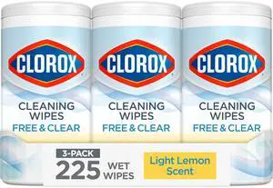 Clorox Free & Clear Cleaning Wipes, Lemon Scent, 75Count, 3Pack Clorox Free & Clear Cleaning Wipes, Lemon Scent, 75Count, 3Pack