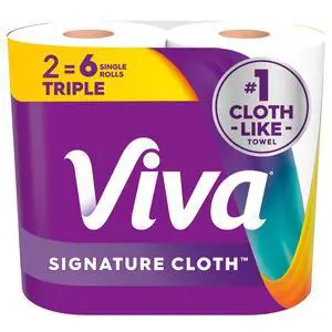 Viva Signature Cloth Paper Towels, 2 Rolls, 3-Ply, 129 Sheets per Roll Viva Signature Cloth Paper Towels, 2 Rolls, 3-Ply, 129 Sheets per Roll