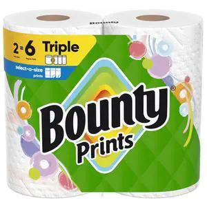 Bounty Select-A-Size Paper Towels Prints, 2 Triple Rolls (6 Regular Rolls) Bounty Select-A-Size Paper Towels Prints, 2 Triple Rolls (6 Regular Rolls)