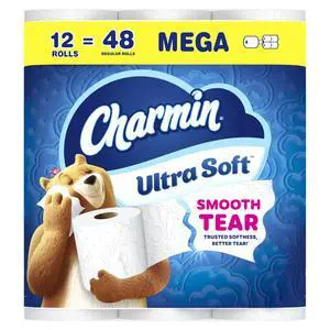 Charmin Ultra Soft Toilet Paper, 12 Mega Rolls = 24 Regular Rolls, 2-Ply Bath Tissue Charmin Ultra Soft Toilet Paper, 12 Mega Rolls = 24 Regular Rolls, 2-Ply Bath Tissue