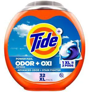 Tide Odor Defense + Oxi Laundry Detergent Pacs, Original Scent, 32Count, Advanced Odor & Stain Fighter Tide Odor Defense + Oxi Laundry Detergent Pacs, Original Scent, 32Count, Advanced Odor & Stain Fighter