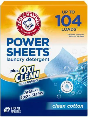 Arm & Hammer Plus OxiClean Power Sheets Laundry Detergent, 52 Count Arm & Hammer Plus OxiClean Power Sheets Laundry Detergent, 52 Count