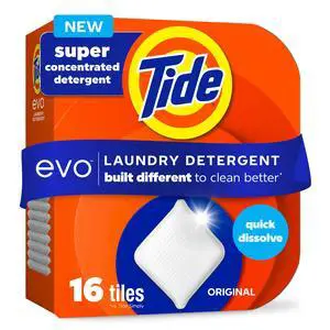 Tide evo Original Scent Laundry Detergent Sheets, Concentrated Travel, HE Compatible, Instant Dissolve, 16 Count Tide evo Original Scent Laundry Detergent Sheets, Concentrated Travel, HE Compatible, Instant Dissolve, 16 Count