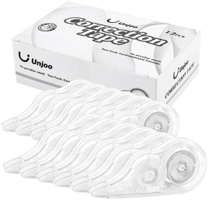 Unjoo White Correction Tape, For school, Office (12pack, 5M/196" x 0.2") Unjoo White Correction Tape, For school, Office (12pack, 5M/196" x 0.2")