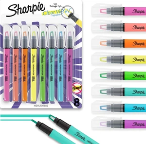 Sharpie Clear View Highlighter Sticks 8-Pack, Chisel Tip, Assorted Colors, Smear Resistant, Essential School & Teacher Supplies Sharpie Clear View Highlighter Sticks 8-Pack, Chisel Tip, Assorted Colors, Smear Resistant, Essential School & Teacher Supplies