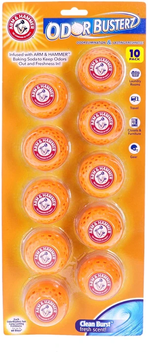 Arm & Hammer OdorBusterz Odor Eliminator Balls, Clean Burst, 10 Count - Baking Soda Odor Control for Closets, Drawers, Hampers & Small Spaces Arm & Hammer OdorBusterz Odor Eliminator Balls, Clean Burst, 10 Count - Baking Soda Odor Control for Closets, Drawers, Hampers & Small Spaces