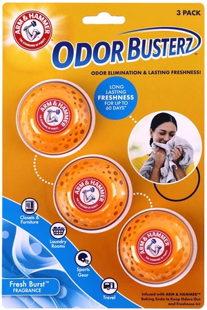 Arm & Hammer OdorBusterz Odor Eliminator Balls, Fresh Burst, 3 Count - Baking Soda Odor Control for Closets, Drawers, Hampers & Small Spaces Arm & Hammer OdorBusterz Odor Eliminator Balls, Fresh Burst, 3 Count - Baking Soda Odor Control for Closets, Drawers, Hampers & Small Spaces