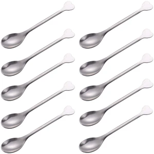 Stainless Steel Mini Dessert Spoons Set of 10, 4.5-Inch Heart-Shaped Handle, for Espresso, Coffee, Tea, Appetizer Stainless Steel Mini Dessert Spoons Set of 10, 4.5-Inch Heart-Shaped Handle, for Espresso, Coffee, Tea, Appetizer