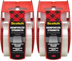 Scotch Reinforced Strength Shipping Strapping Tape 50-3M with Dispenser, Clear, 1.88" x 360 in, 1 Dispenser/Pack (Pack of 2) Scotch Reinforced Strength Shipping Strapping Tape 50-3M with Dispenser, Clear, 1.88" x 360 in, 1 Dispenser/Pack (Pack of 2)