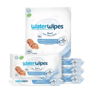 WaterWipes Sensitive+ Newborn & Baby Wipes, 3-In-1 Cleans, Cares, Protects, 99.9% Water, Unscented & Hypoallergenic, 300 Count (5 Packs) WaterWipes Sensitive+ Newborn & Baby Wipes, 3-In-1 Cleans, Cares, Protects, 99.9% Water, Unscented & Hypoallergenic, 300 Count (5 Packs)
