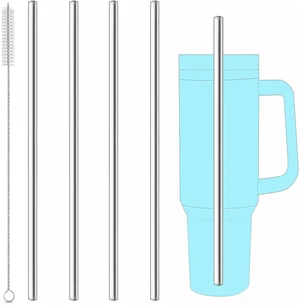 dcieiosul Set of 4 Reusable Metal Straws, Long Stainless Steel Straw with Cleaning Brushes and Case, Drinking for 40 oz and 30 oz Tumblers dcieiosul Set of 4 Reusable Metal Straws, Long Stainless Steel Straw with Cleaning Brushes and Case, Drinking for 40 oz and 30 oz Tumblers