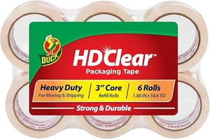 Duck HD Clear Heavy Duty Packing Tape Refill Rolls, 2 in Wide, 6 Rolls Duck HD Clear Heavy Duty Packing Tape Refill Rolls, 2 in Wide, 6 Rolls