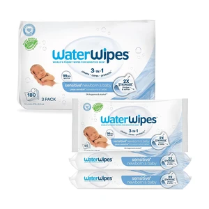 WaterWipes Sensitive+ Newborn & Baby Wipes, 3-In-1 Cleans, Cares, Protects, 99.9% Water, Unscented & Hypoallergenic, 180 Count (3 Packs) WaterWipes Sensitive+ Newborn & Baby Wipes, 3-In-1 Cleans, Cares, Protects, 99.9% Water, Unscented & Hypoallergenic, 180 Count (3 Packs)