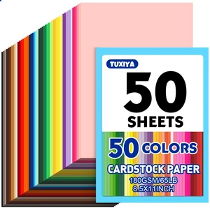TUXIYA 50 Sheets 8.5" X 11" Colored Cardstock, 50 Colors Card Stock TUXIYA 50 Sheets 8.5" X 11" Colored Cardstock, 50 Colors Card Stock