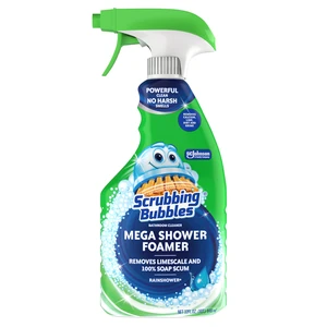 Scrubbing Bubbles Mega Shower Foamer Disinfecting Spray, Multi-Surface Bathroom and Tile Cleaner Grime Fighter, Removes 100% Soap Scum, Rainshower Scent, 32 oz Scrubbing Bubbles Mega Shower Foamer Disinfecting Spray, Multi-Surface Bathroom and Tile Cleaner Grime Fighter, Removes 100% Soap Scum, Rainshower Scent, 32 oz