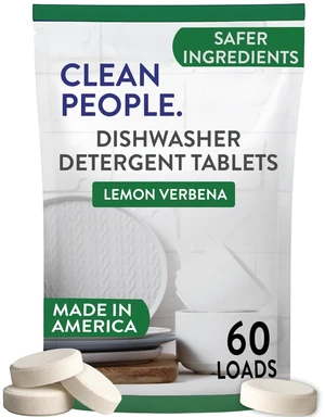 Clean People 100% Plastic-Free Dishwasher Detergent Tablets, 60ct, Lemon Verbena Clean People 100% Plastic-Free Dishwasher Detergent Tablets, 60ct, Lemon Verbena