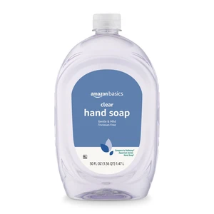 Amazon Basics Gentle & Mild Clear Liquid Hand Soap Refill, Triclosan-Free, Dermatologist-Tested, pH Balanced, Cruelty-Free, 50 Fluid Ounces, 1-Pack (Previously Solimo) Amazon Basics Gentle & Mild Clear Liquid Hand Soap Refill, Triclosan-Free, Dermatologist-Tested, pH Balanced, Cruelty-Free, 50 Fluid Ounces, 1-Pack (Previously Solimo)