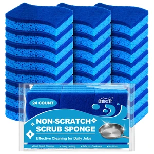 HOMEXCEL Sponges Kitchen 24 Pack, Non Scratch Scrub Dish Sponge, S- Blue HOMEXCEL Sponges Kitchen 24 Pack, Non Scratch Scrub Dish Sponge, S- Blue