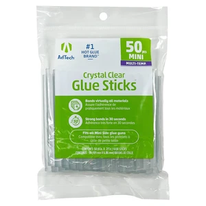 AdTech Mini Hot Glue Sticks, 4" Length, 50 Pack, Crystal Clear, Multi-Temp for High and Low Temp Glue Guns, Acid-Free AdTech Mini Hot Glue Sticks, 4" Length, 50 Pack, Crystal Clear, Multi-Temp for High and Low Temp Glue Guns, Acid-Free