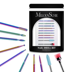 MelodySusie Diamond Cuticle Nail Drill Bits Set 10pcs Rainbow MelodySusie Diamond Cuticle Nail Drill Bits Set 10pcs Rainbow
