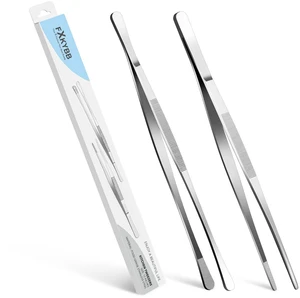 2-Pack 12-Inch Stainless Steel Cooking Tongs - Kitchen Tweezers, Camping Essentials 2-Pack 12-Inch Stainless Steel Cooking Tongs - Kitchen Tweezers, Camping Essentials