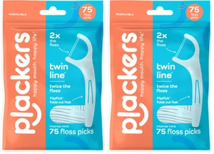 Plackers Twin Line Dental Floss Picks, Dual-Line Tuffloss, Easy Storage, Cool Mint Flavor, 75 Count (Pack of 2) Plackers Twin Line Dental Floss Picks, Dual-Line Tuffloss, Easy Storage, Cool Mint Flavor, 75 Count (Pack of 2)