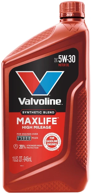 Valvoline MaxLife High Mileage 5W-30 Synthetic Blend Motor Oil 1Quart Valvoline MaxLife High Mileage 5W-30 Synthetic Blend Motor Oil 1Quart