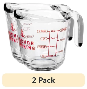 Anchor Hocking 1-Cup Glass Measuring Cup, 2-Pack, with Easy-Grip Handle and Spout Anchor Hocking 1-Cup Glass Measuring Cup, 2-Pack, with Easy-Grip Handle and Spout