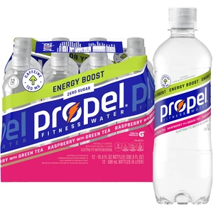 Propel Energy Boost Electrolyte Water Beverage, Raspberry with Green Tea 16.9fl oz, 12Ct Propel Energy Boost Electrolyte Water Beverage, Raspberry with Green Tea 16.9fl oz, 12Ct