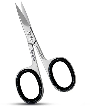Curved Stainless Steel Cuticle Scissors - Professional Manicure Grooming for Eyebrow, Mustache, Nose Hair, Eyelash, Dry Skin with Rubber Inserts Curved Stainless Steel Cuticle Scissors - Professional Manicure Grooming for Eyebrow, Mustache, Nose Hair, Eyelash, Dry Skin with Rubber Inserts