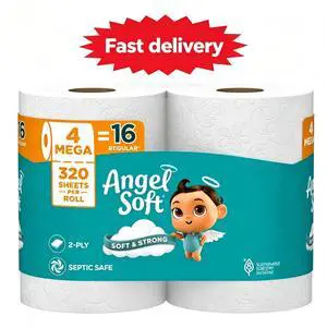 Angel Soft 2-Ply Toilet Paper, 4 Mega Rolls, 320 Sheets per Roll Angel Soft 2-Ply Toilet Paper, 4 Mega Rolls, 320 Sheets per Roll