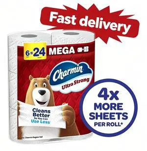 Charmin Ultra Strong Toilet Paper 6 Mega Rolls, 220 Sheets Per Roll Charmin Ultra Strong Toilet Paper 6 Mega Rolls, 220 Sheets Per Roll