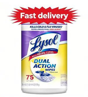 Lysol Dual Action Disinfectant Wipes, Multi-Surface Antibacterial Scrubbing Wipes, For Disinfecting and Cleaning, Citrus Scent, 75 Count Lysol Dual Action Disinfectant Wipes, Multi-Surface Antibacterial Scrubbing Wipes, For Disinfecting and Cleaning, Citrus Scent, 75 Count