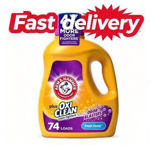 ARM & HAMMER Plus OxiClean with Odor Blasters Liquid Detergent, Fresh Burst, 96.2 fl oz, 74 Loads ARM & HAMMER Plus OxiClean with Odor Blasters Liquid Detergent, Fresh Burst, 96.2 fl oz, 74 Loads