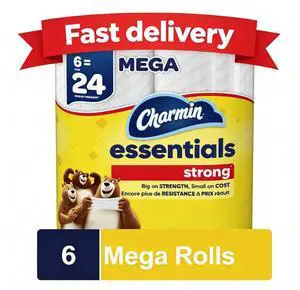 Charmin Essentials Strong Toilet Paper 6 Mega Rolls, 429 Sheets Per Roll Charmin Essentials Strong Toilet Paper 6 Mega Rolls, 429 Sheets Per Roll